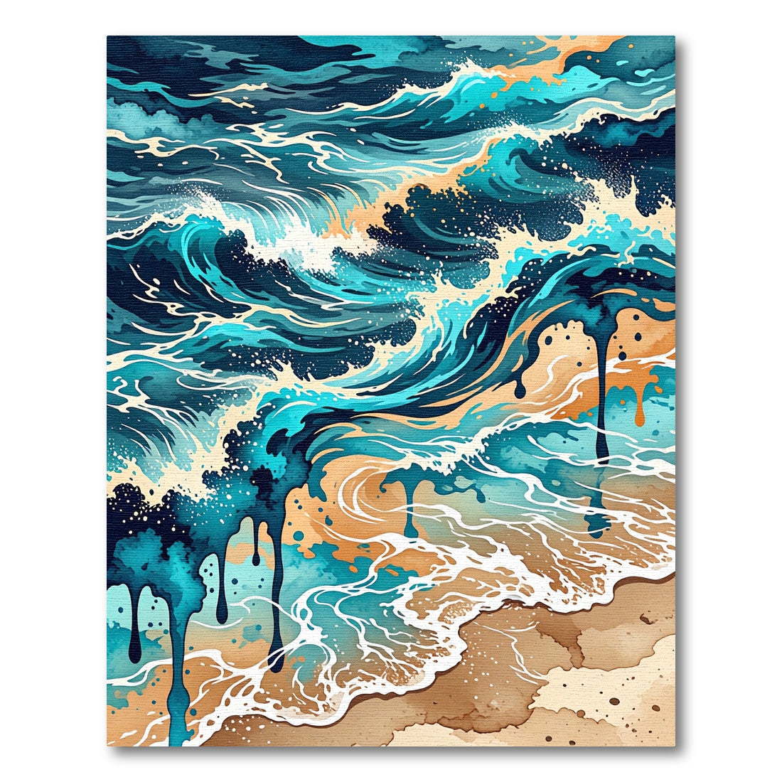 Earthy Abstract Ocean Wave Flow Rug