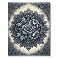 Elegant Blue Floral Ornament Medallion Rug