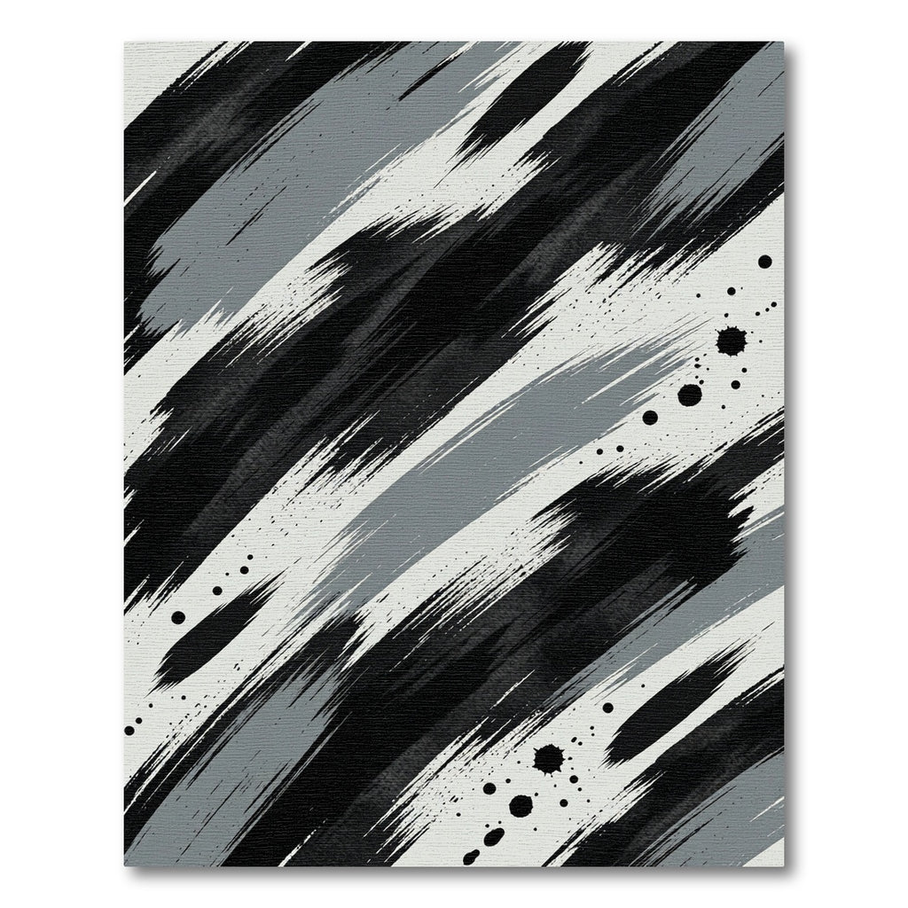 Monochrome Abstract Diagonal Brushstroke Art Rug