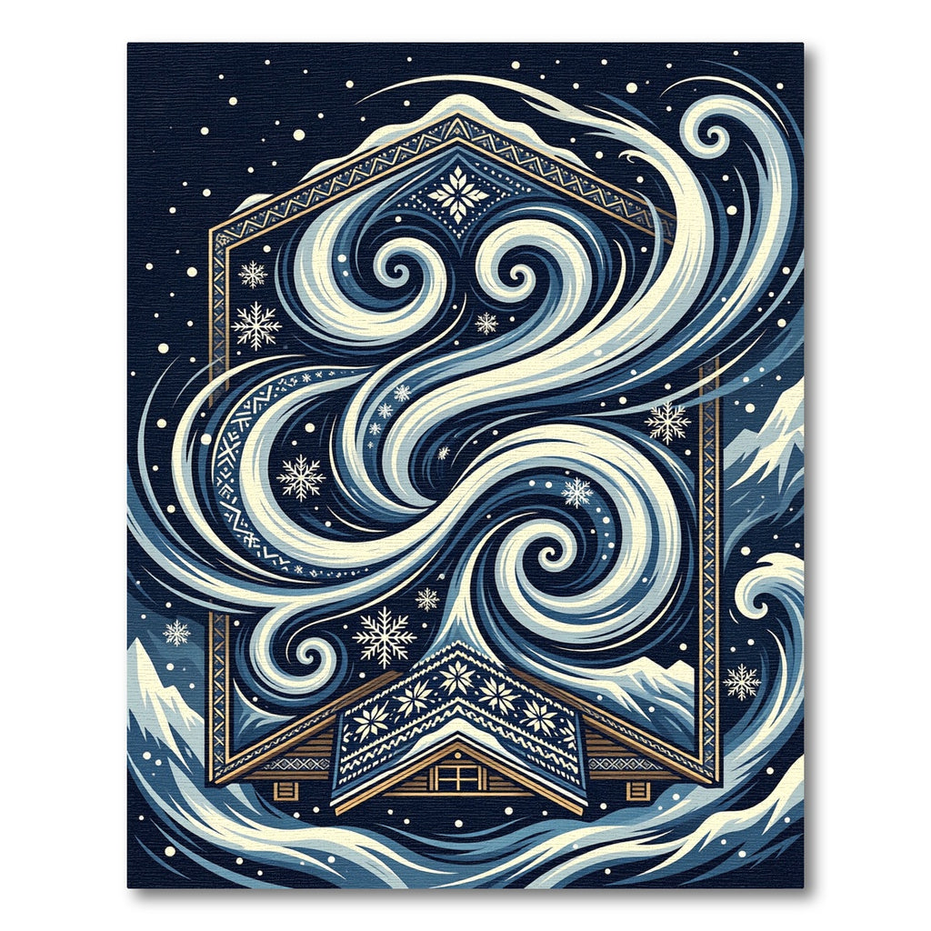 Midnight Navy Nordic Winter Wind Rug