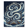 Midnight Navy Nordic Winter Wind Rug