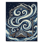 Midnight Navy Nordic Winter Wind Rug