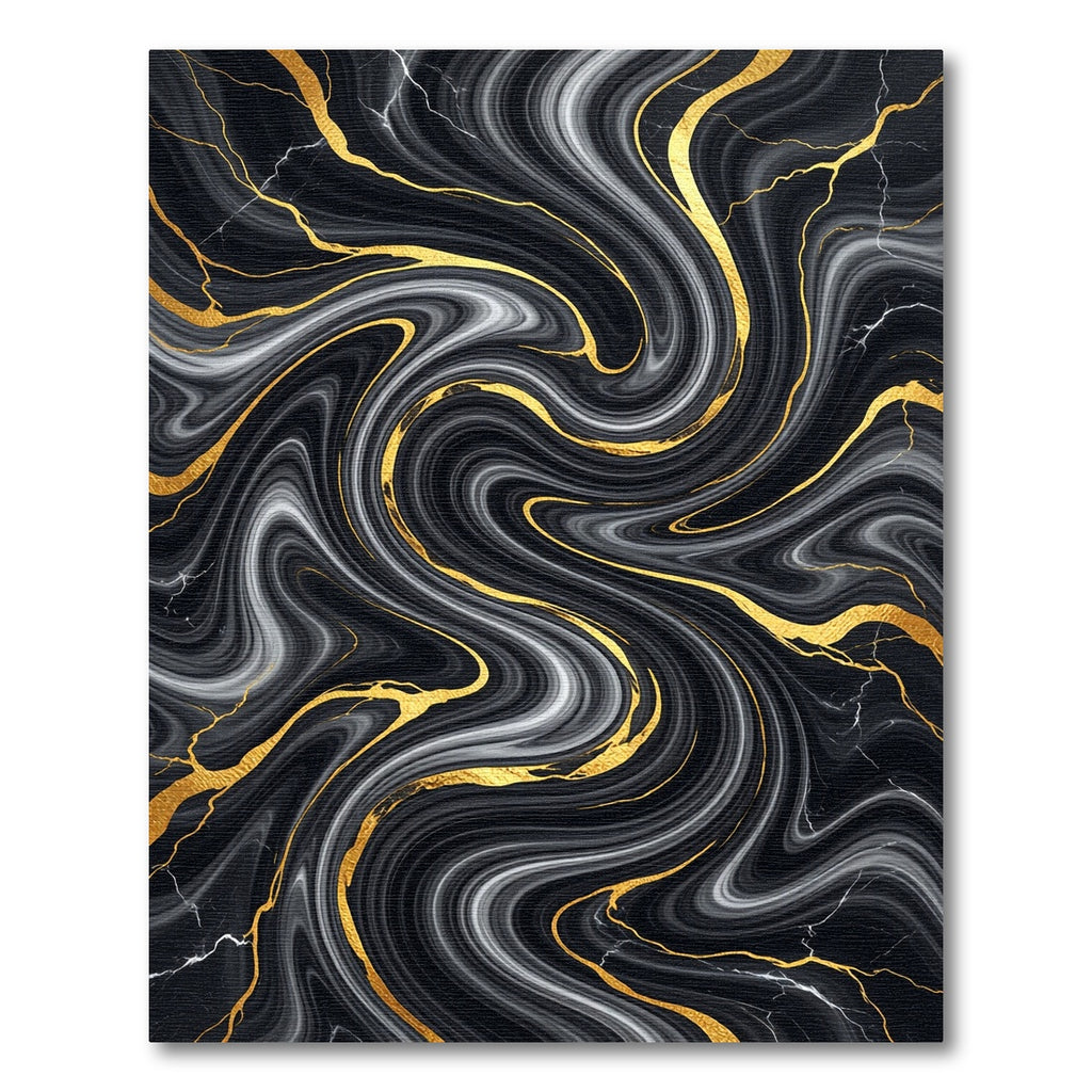 Black and White Liquid Gold Marble Rug