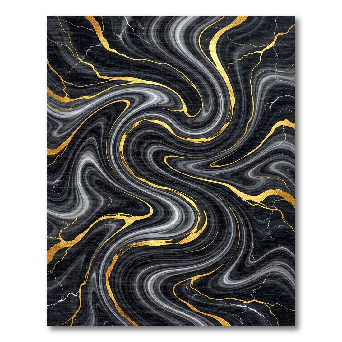 Black and White Liquid Gold Marble Rug