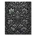 Ornate Silver Black Acanthus Scroll Rug