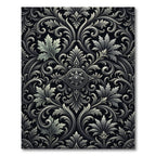 Ornate Silver Black Acanthus Scroll Rug