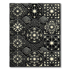 Dark Gray Geometric Starburst Mandala Rug