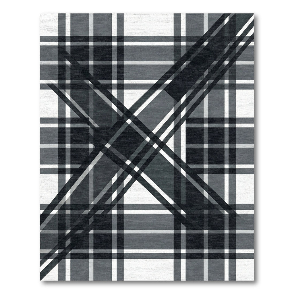 Monochrome Charcoal Plaid Diagonal Grid Rug