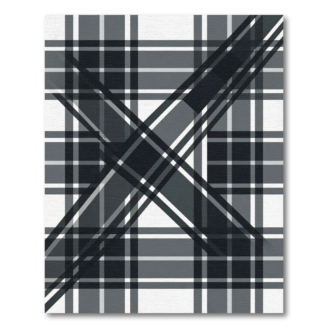 Monochrome Charcoal Plaid Diagonal Grid Rug