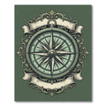 Vintage Sage Navigational Compass Emblem Rug