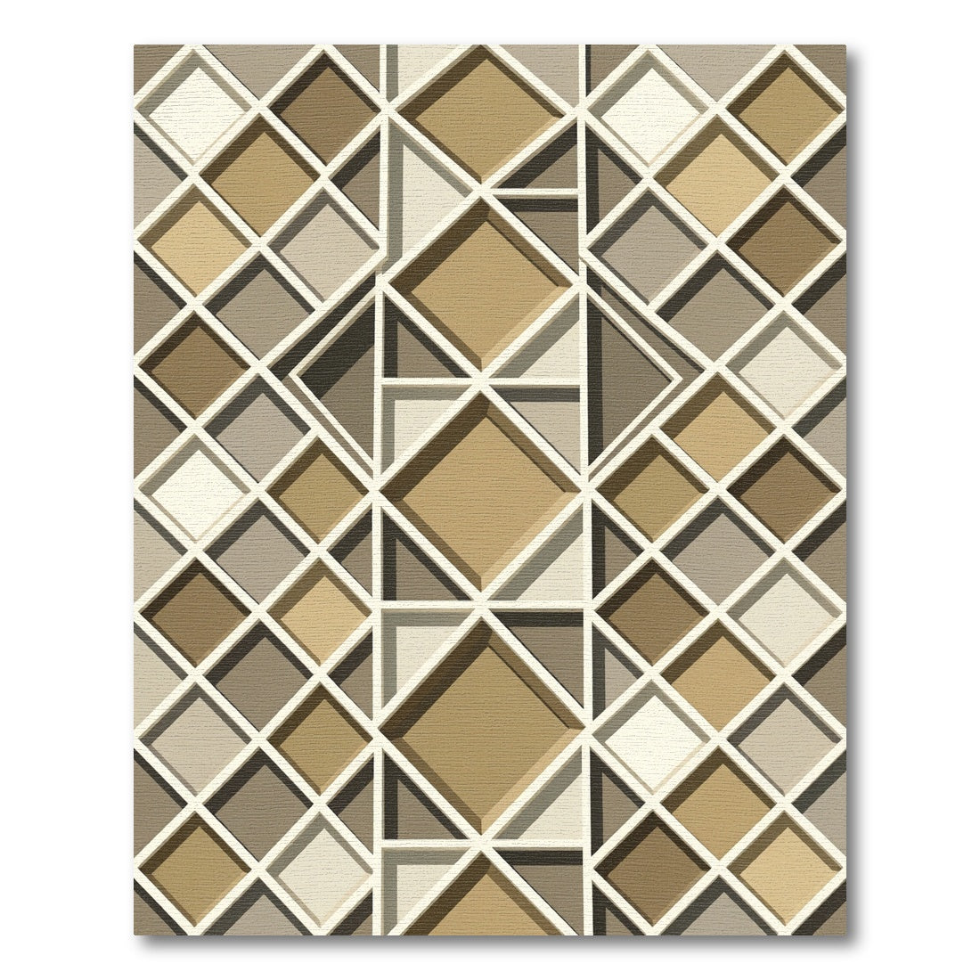 Earthy Tone Geometric Diamond Lattice Rug