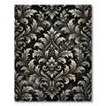 Ornate Black and Gold Damask Swirls Rug