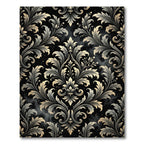 Ornate Black and Gold Damask Swirls Rug