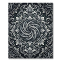 Ornate Silver Scrollwork Swirl Rug