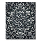 Ornate Silver Scrollwork Swirl Rug