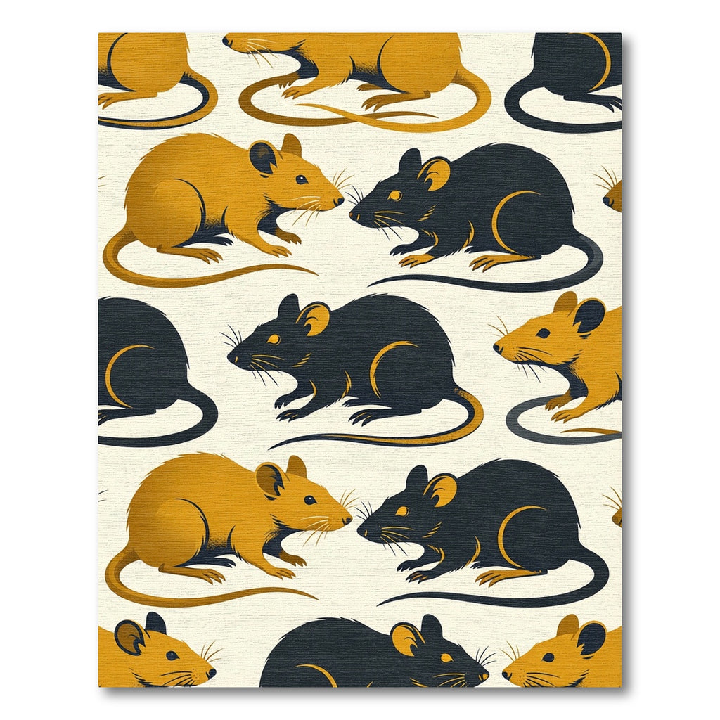 Mid-Century Modern Mustard Black Mouse Rug