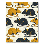 Mid-Century Modern Mustard Black Mouse Rug