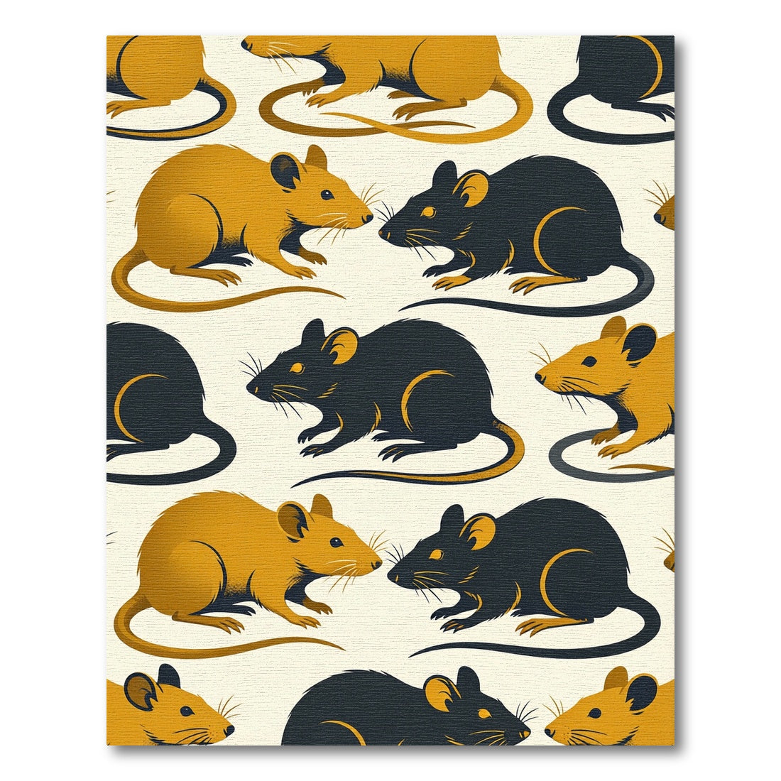 Mid-Century Modern Mustard Black Mouse Rug