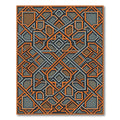 Geometric Amber and Slate Interlocking Weave Rug