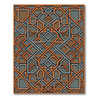Geometric Amber and Slate Interlocking Weave Rug