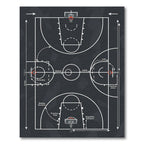 Minimalist Graphite Basketball Court Line Art Rug