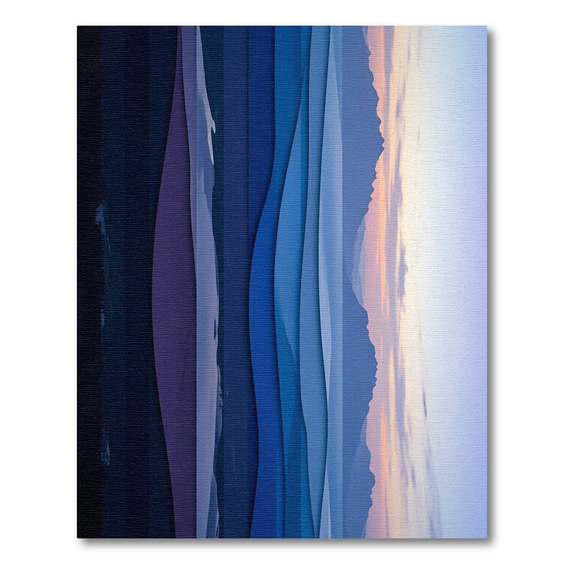 Layered Blue Mountain Sunset Abstract Rug