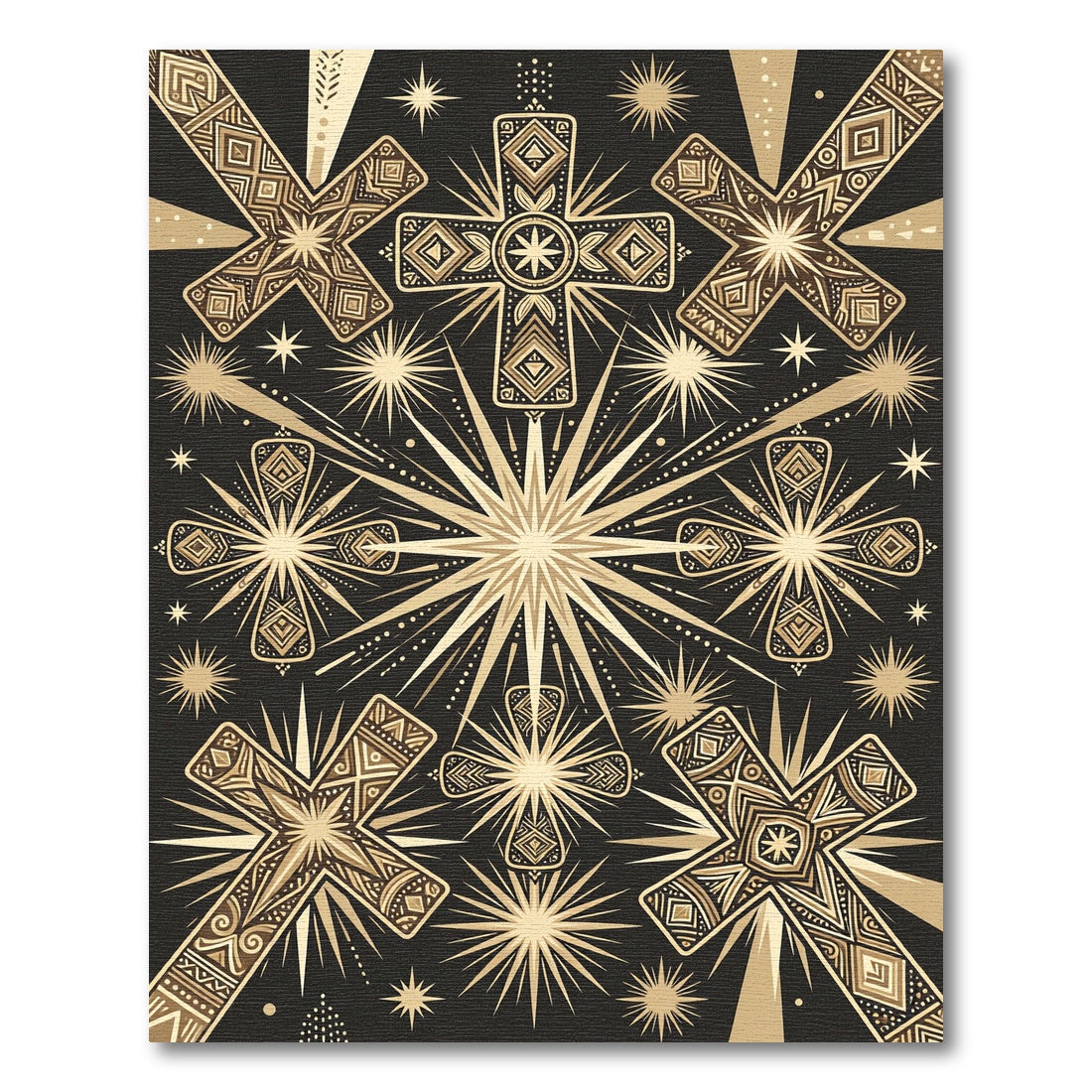 Golden Cross Starburst Mandala Rug