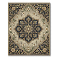 Ornate Golden Floral Emblem Rug