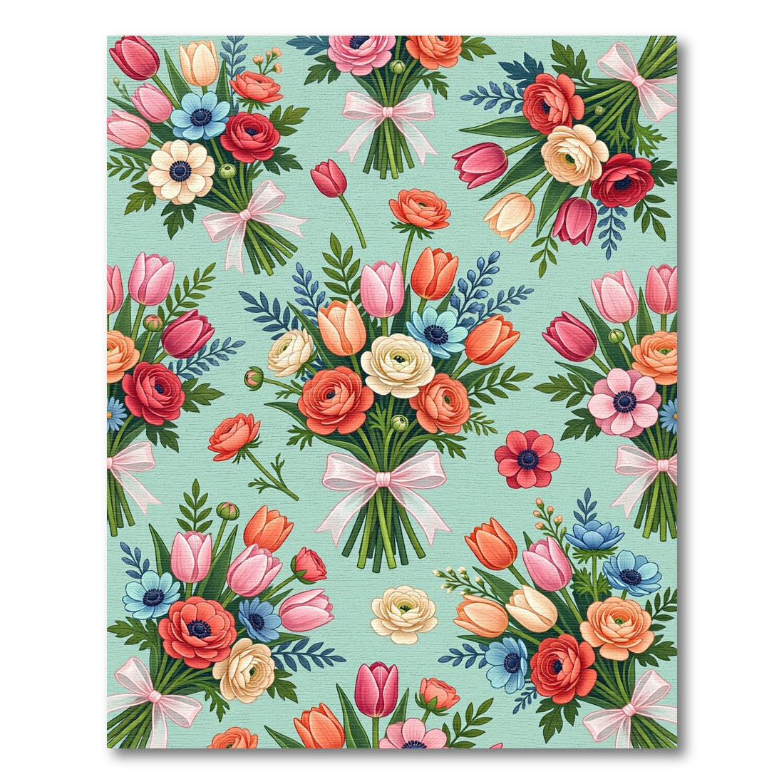 Whimsical Pink Coral Tulip Bouquet Rug