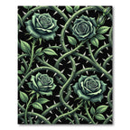 Emerald Rose Vine Gothic Thorny Garden Rug
