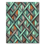Distressed Teal and Orange Lattice Weave Rug
