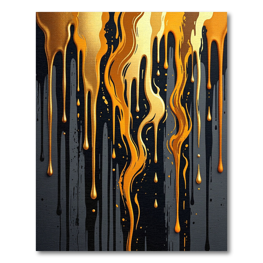 Liquid Gold Drip Abstract Charcoal Rug