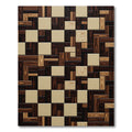 Rich Wood Grain Checkerboard Composition Rug