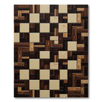 Rich Wood Grain Checkerboard Composition Rug