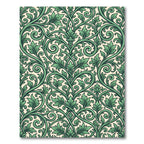 Emerald Foliage Scrollwork Damask Rug
