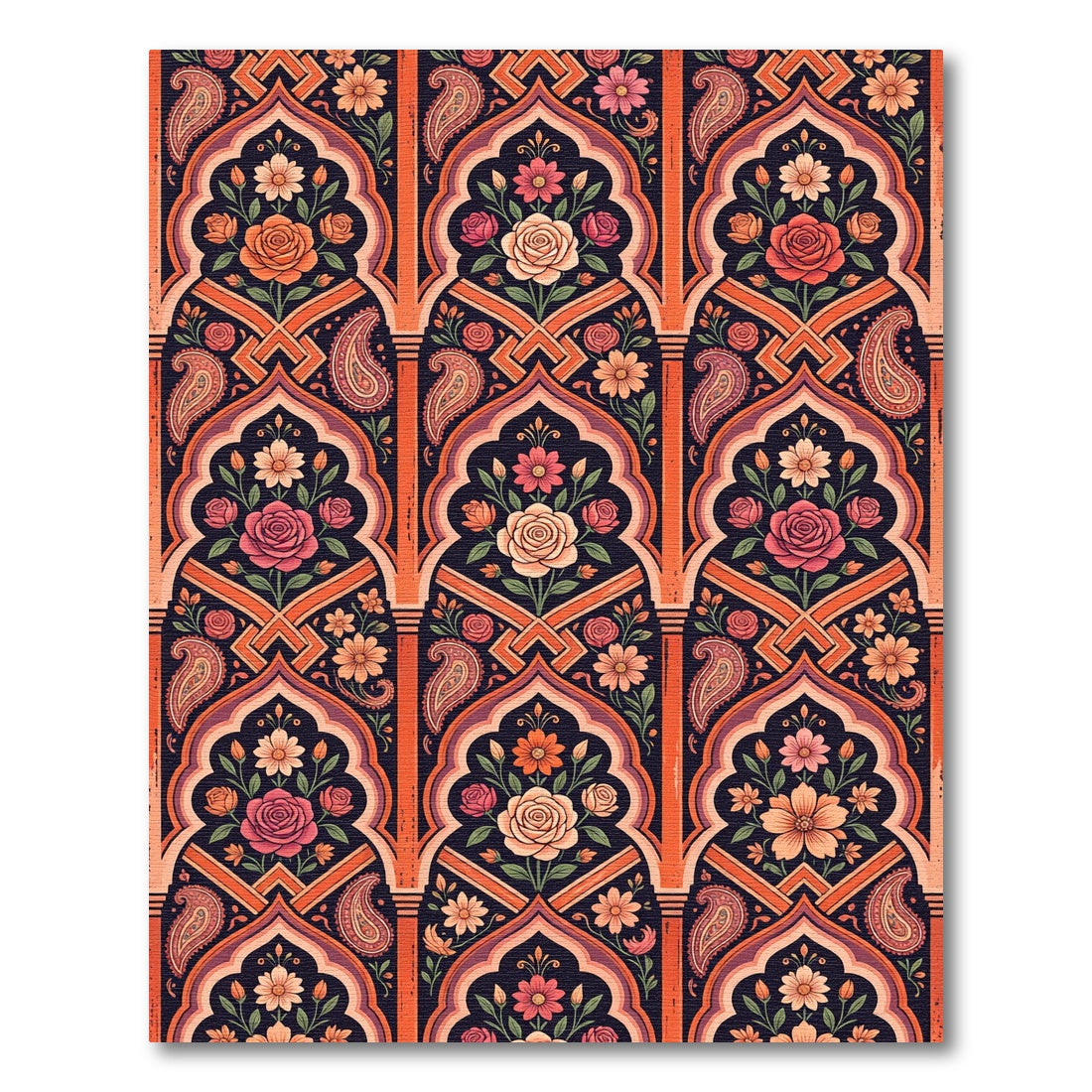 Ornate Floral Paisley Arch Composition Rug