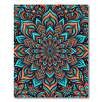 Vibrant Teal Orange Mandala Bloom Rug