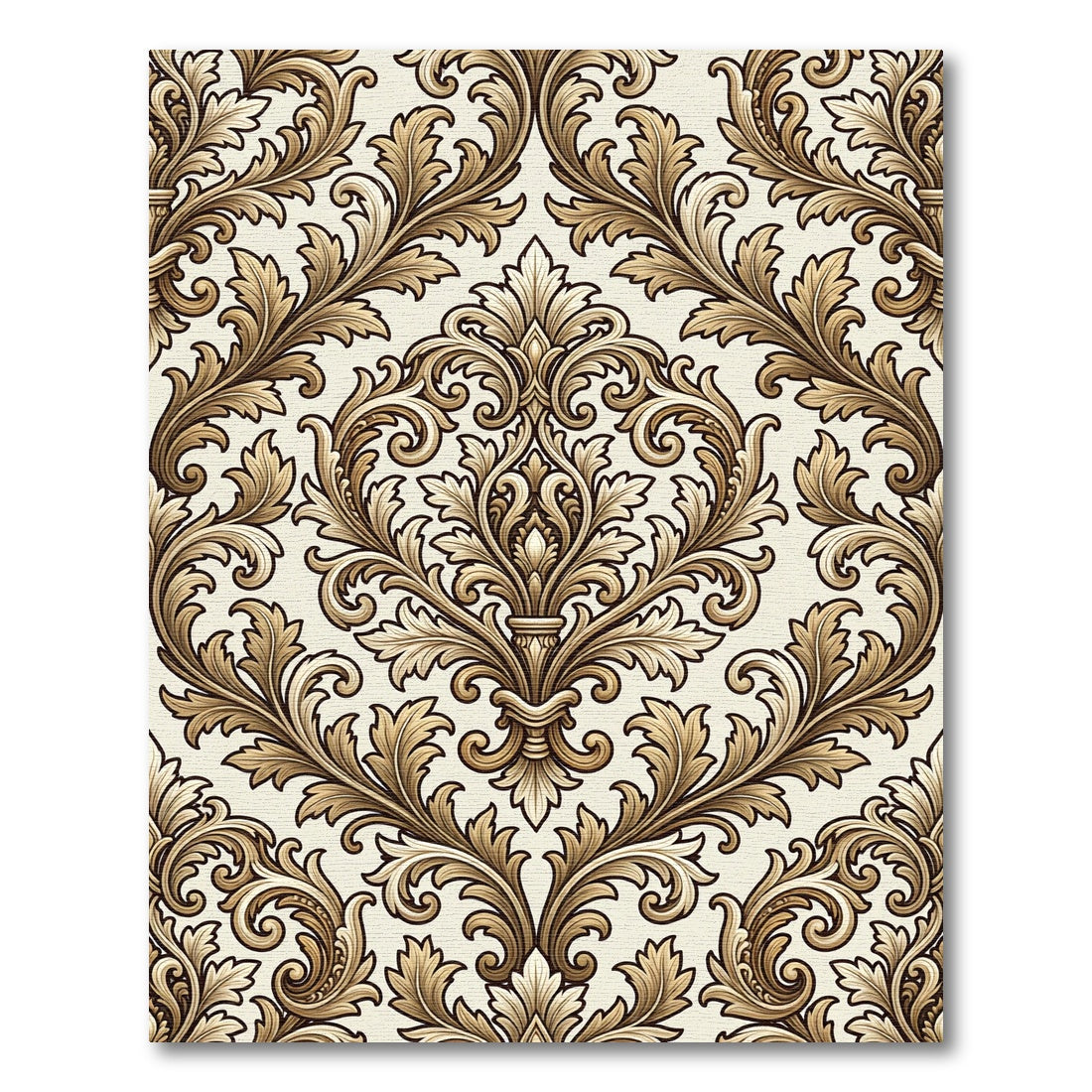 Elegant Gold Damask Acanthus Scroll Rug