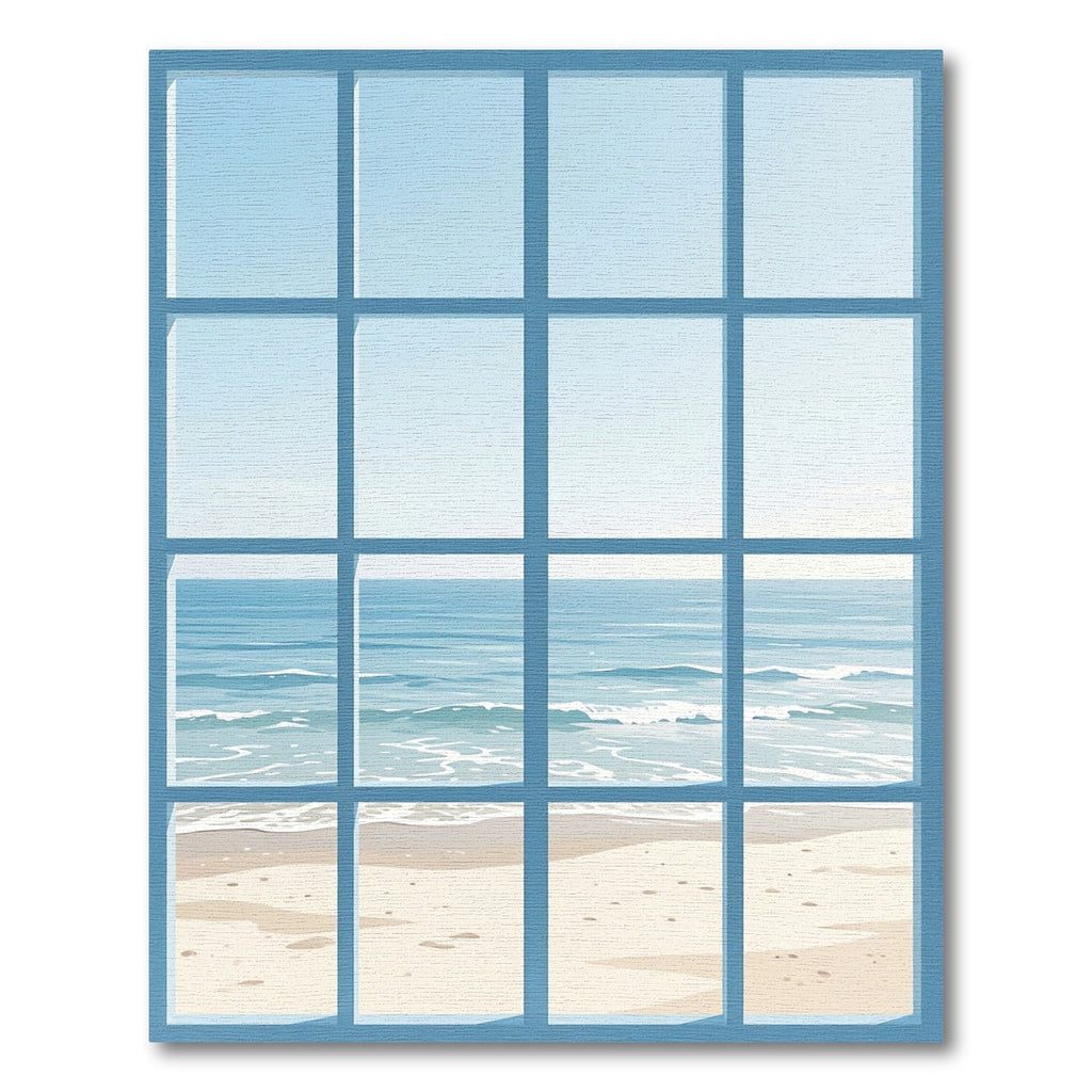Coastal Blue Window Ocean View Rug