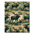 Earthy Beige Forest Moose Wildlife Rug