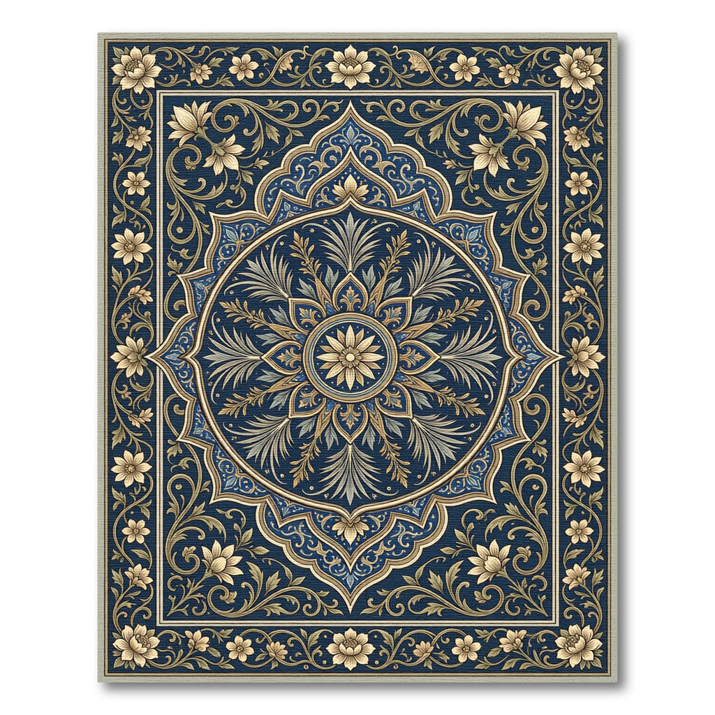 Deep Blue Floral Medallion Artistry Rug