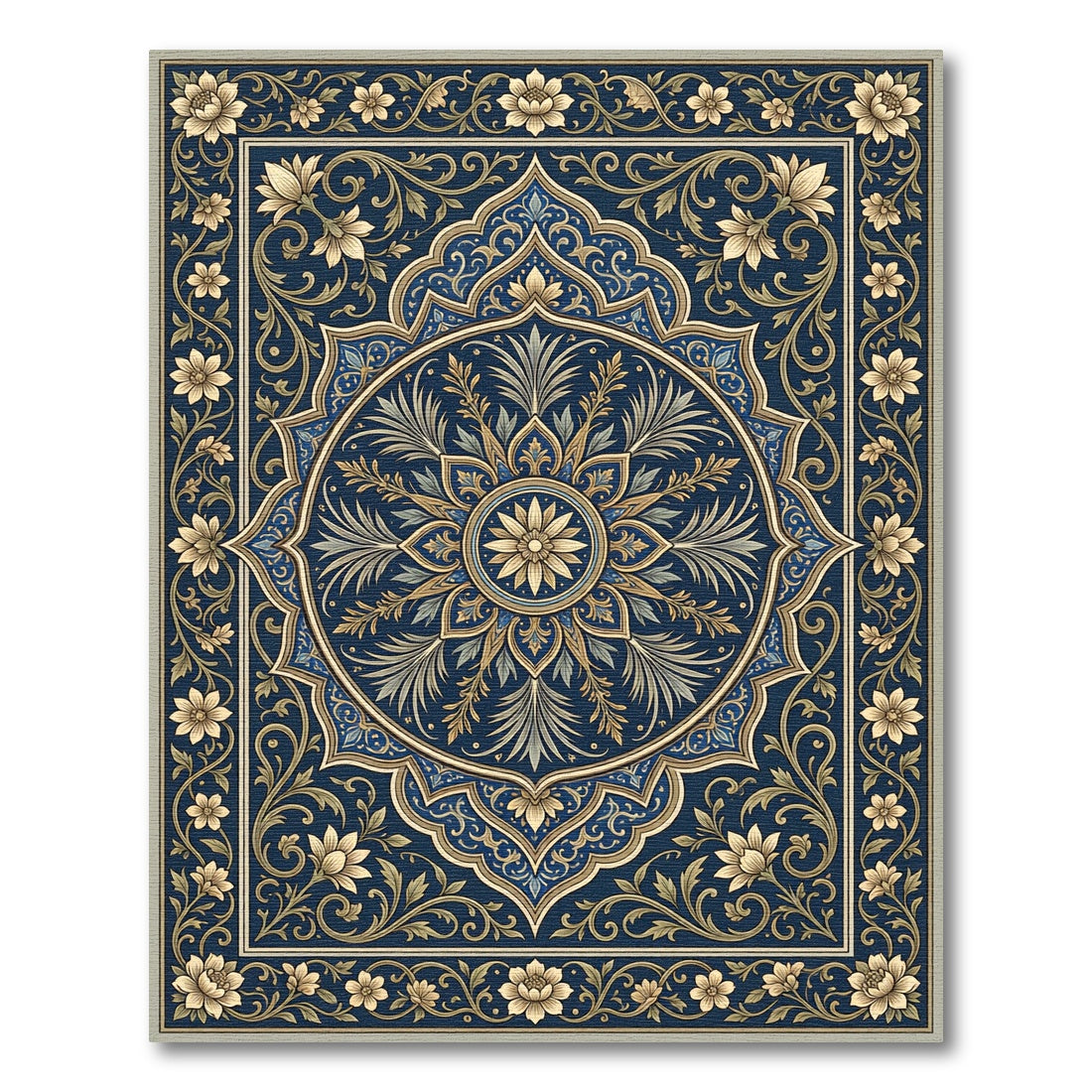 Deep Blue Floral Medallion Artistry Rug