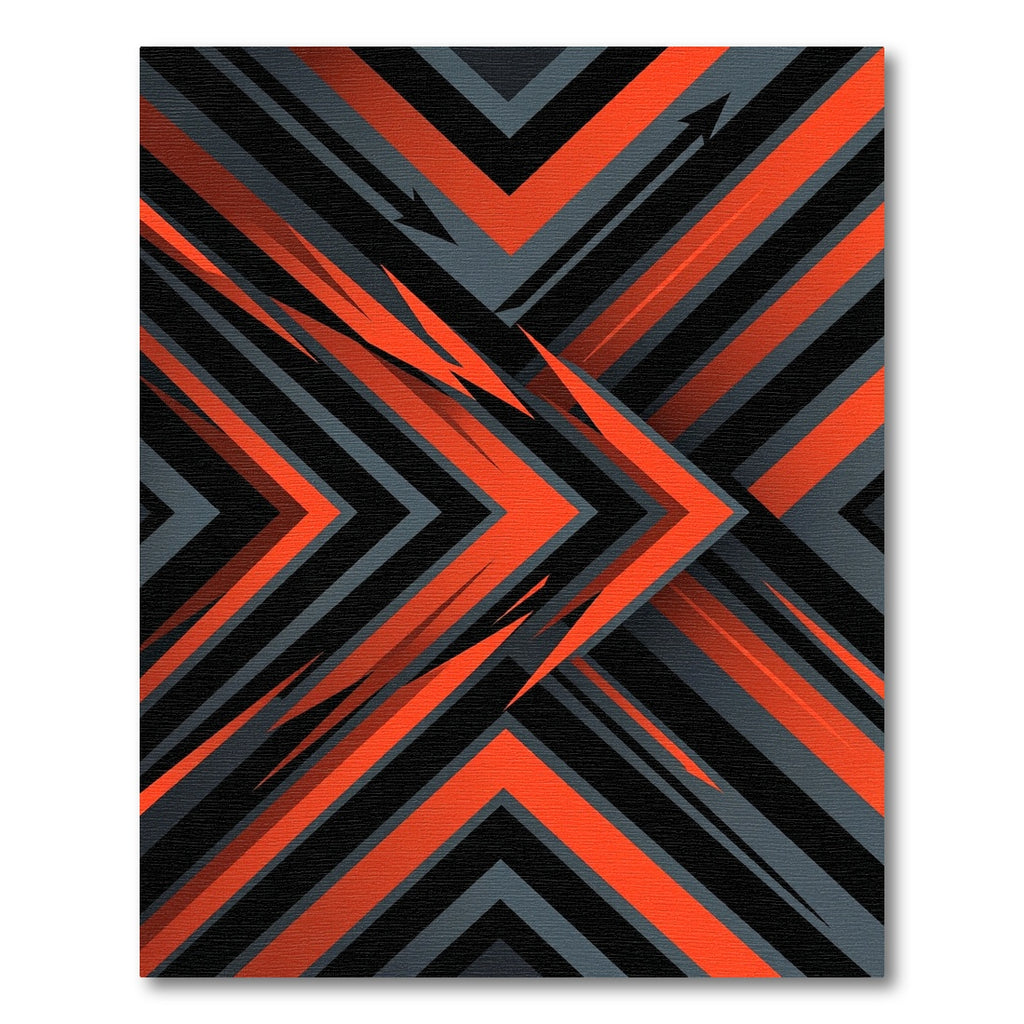 Bold Orange and Black Angular Geometry Rug