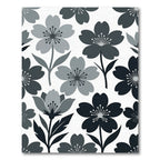Minimalist Monochrome Floral Blossom Area Rug