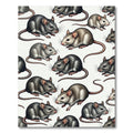 Whimsical Gray Mouse Field Illustration Rug