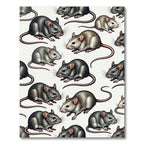 Whimsical Gray Mouse Field Illustration Rug