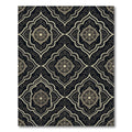 Elaborate Gold Medallion Black Lattice Rug