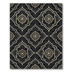 Elaborate Gold Medallion Black Lattice Rug