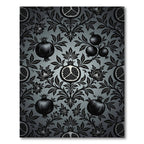 Dark Gray Pomegranate Floral Scroll Rug