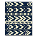 Navy Cream Geometric Chevron Striped Rug